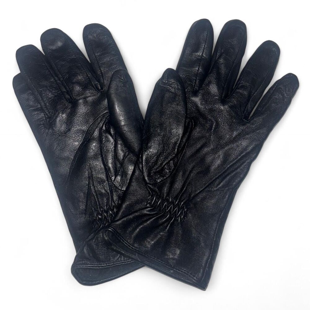 Michael-Kors Women's Black Quilted Leather Gloves - Picture 2 of 8